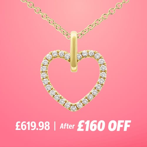 0.20ctw Round Brilliant Cut Diamond Heart Pendant, 14ct Yellow Gold
