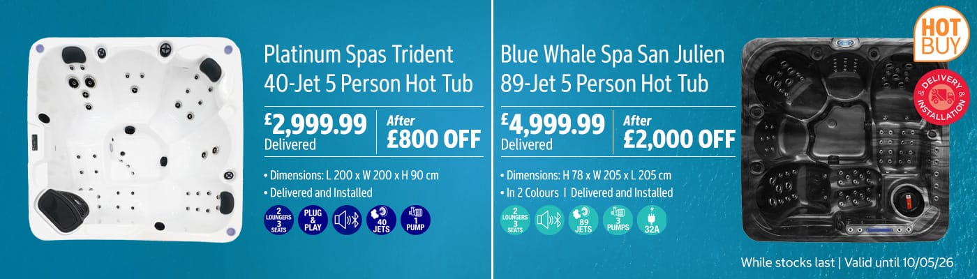 Blue Whale Spa San Julien 89-Jet 5 Person Hot Tub in 2 Colours - Delivered and Installed