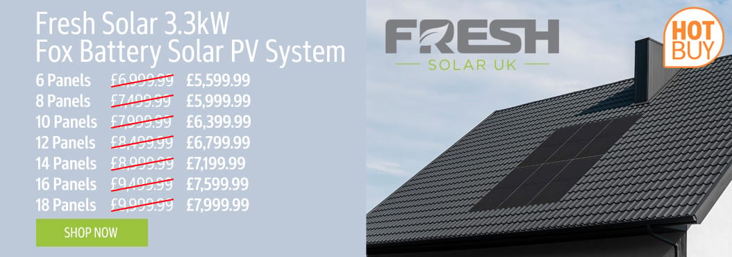 Fresh Solar 3.3kW Fox Battery Solar PV System, Choose from 6-18 Panels - Fully Installed