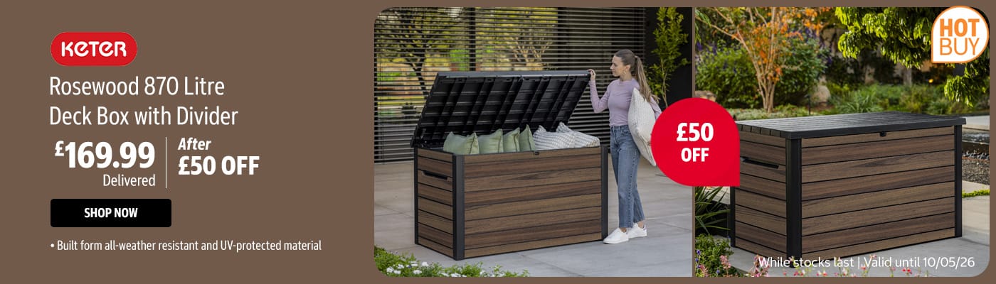 Keter Rosewood 870 Litre Deck Box with Divider