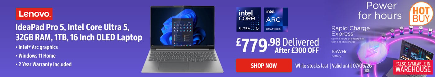 Lenovo IdeaPad Pro 5, Intel Core Ultra 5, 32GB RAM, 1TB, 16 Inch OLED Laptop