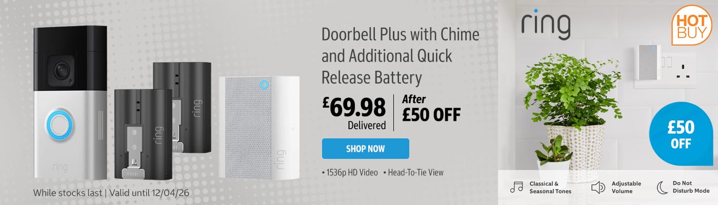 Ring Doorbell Plus with Chime and Additional Quick Release Battery