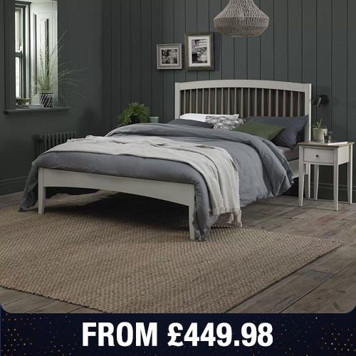 Bentley Designs Whitby Scandi Oak & Soft Grey Bed Frame in 2 Sizes