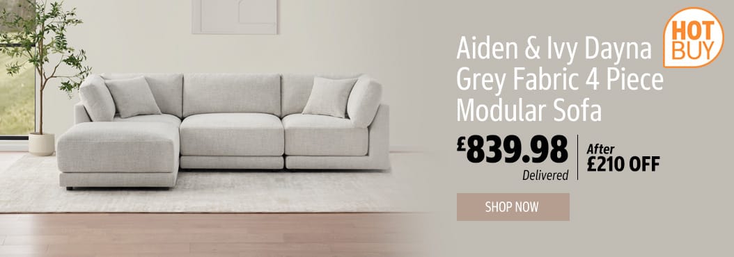 Aiden & Ivy Dayna Grey Fabric 4 Piece Modular Sofa