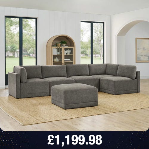 Thomasville Fallon Grey 6 Piece Modular Fabric Sofa