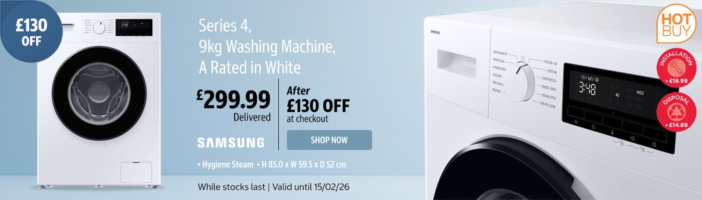 Samsung Series 4 WW90FG3M05AWEU 9kg Washing Machine A Rated in White