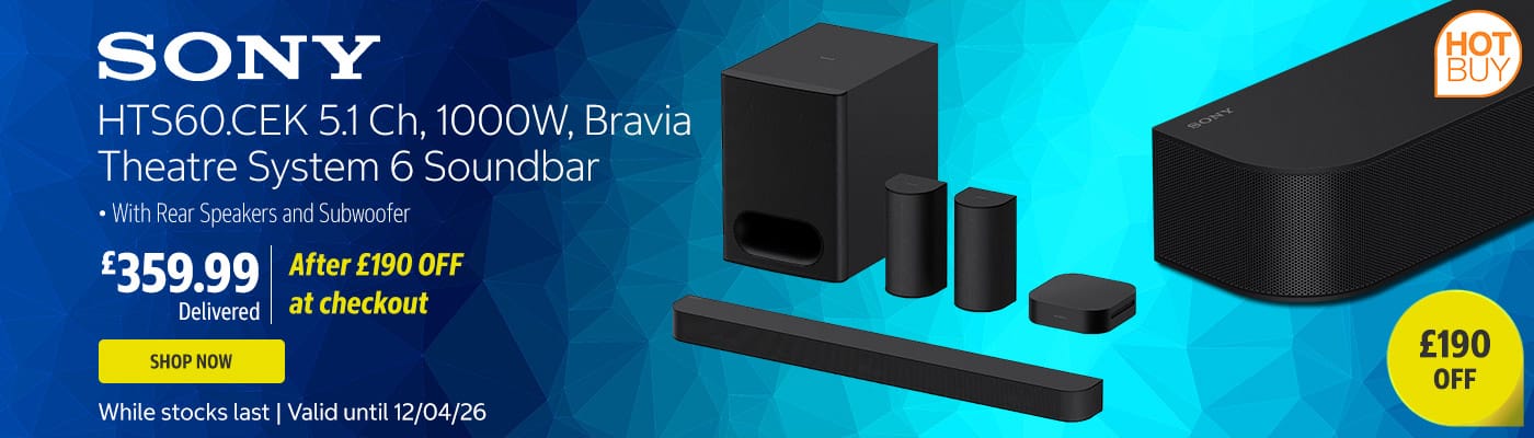 Sony HTS60.CEK 5.1 Ch, 100OW, Bravia Theatre System 6 Soundbar