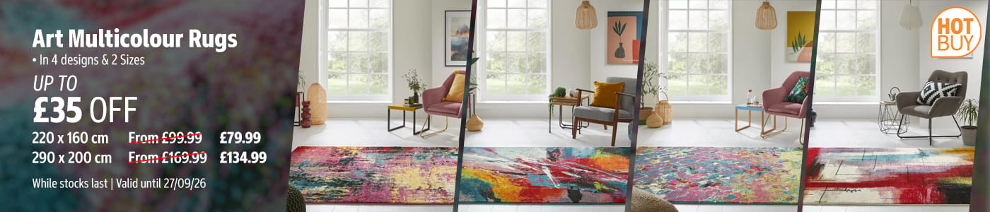 Art Multicolour Rugs, In 4 designs & 2 Sizes