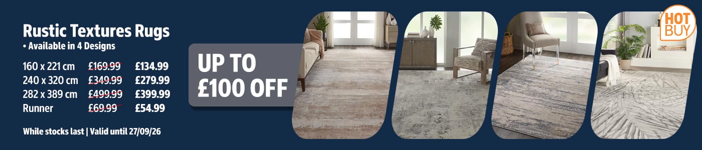 Rustic Textures Rugs & Runners in 4 Designs & 4 Sizes