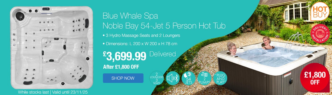 Blue Whale Spa Noble Bay 54-Jet 5 Person Hot Tub - Delivered and Installed