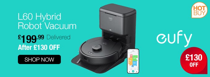 eufy L60 Hybrid Robot Vacuum with Self-Empty Station, Hair Detangling Technology, and Mop