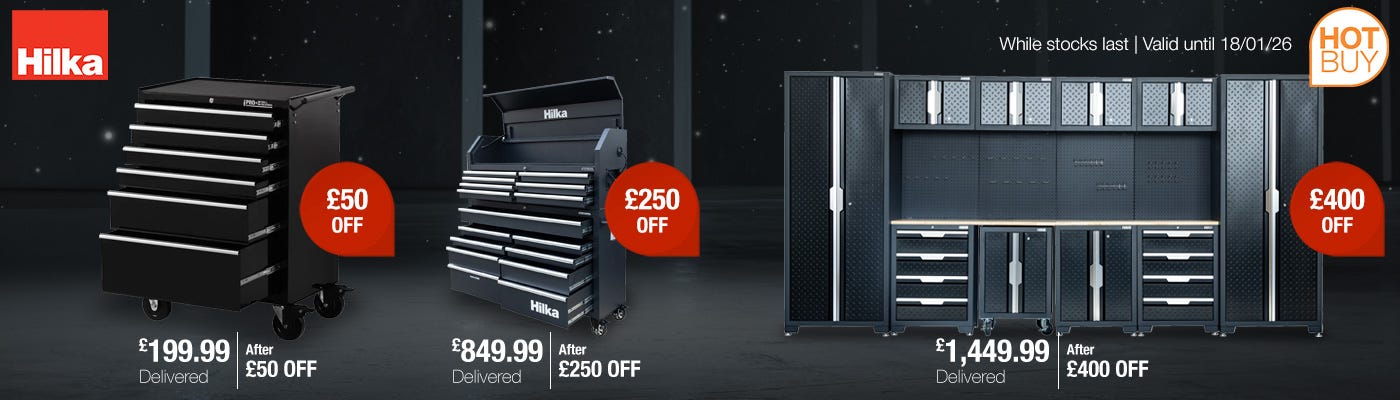 Hilka Garage Pro+ 24 Gauge Steel 11 Piece Cabinet Set