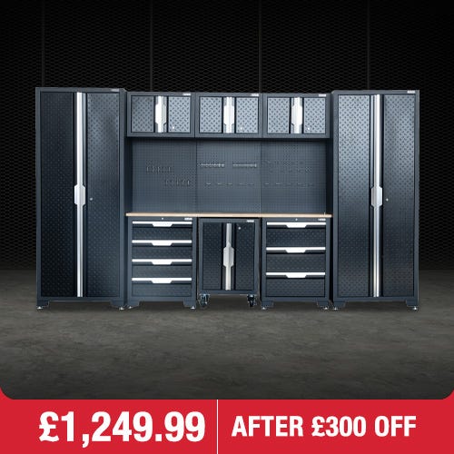 Hilka Garage Pro+ 24 Gauge Steel 9 Piece Cabinet Set
