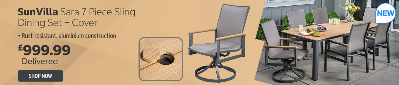 SunVilla Sara 7 Piece Sling Dining Set + Cover