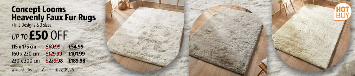 Concept Looms Heavenly Faux Fur Rugs, in 3 Designs & 3 sizes