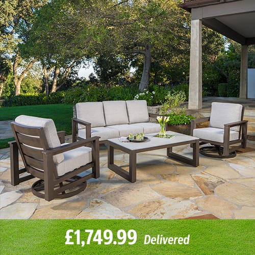 Line drawing Chair Table Chair Fabric Table Chair SunVilla Royce 4 Piece Deep Seating Set + Cover