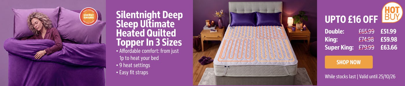 Silentnight Deep Sleep Ultimate Heated Quilted Topper In 3 Sizes