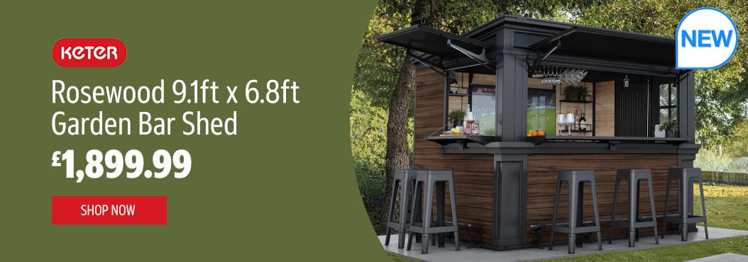 Keter Rosewood 9.1ft x 6.8ft Garden Bar Shed