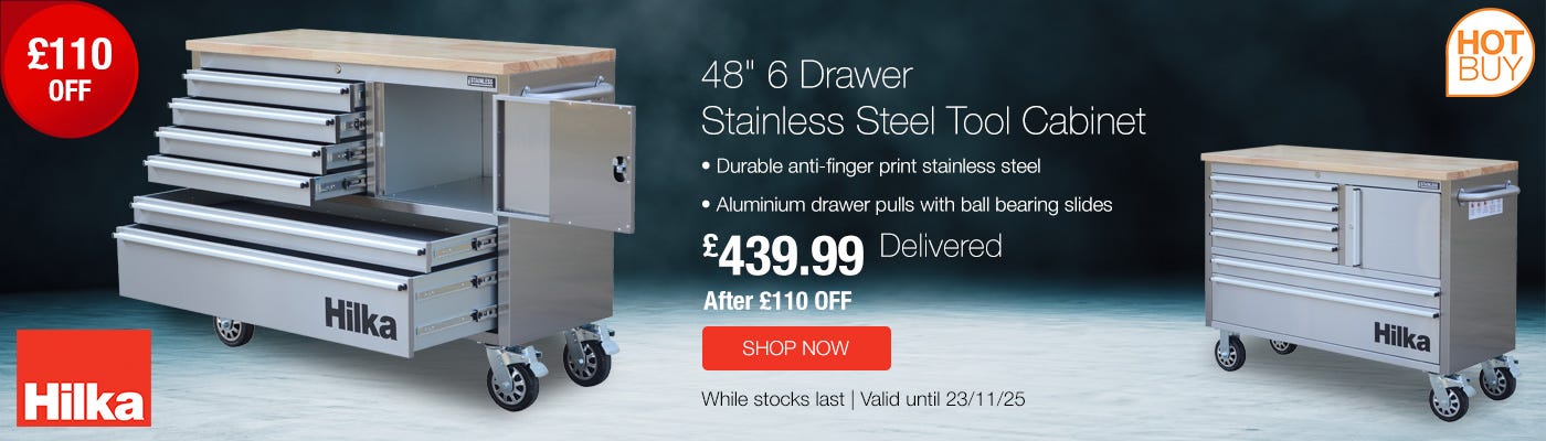 Hilka 6 Drawer Stainless Steel Tool Cabinet