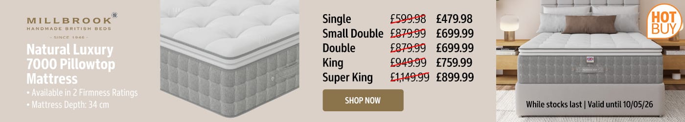 Millbrook Natural Luxury 7000 Pillowtop Mattress, 2 Firmness Ratings in 5 Sizes