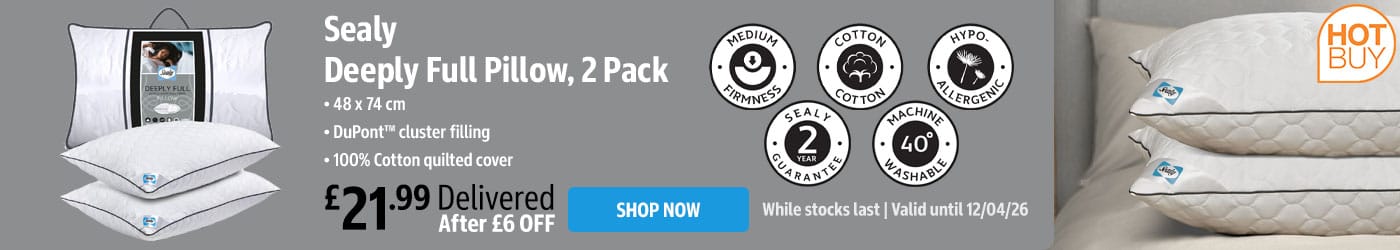 Sealy Deeply Full Pillow, 2 Pack