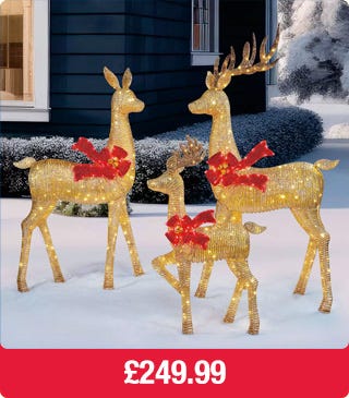 Deer family Set of 3 with LED Lights