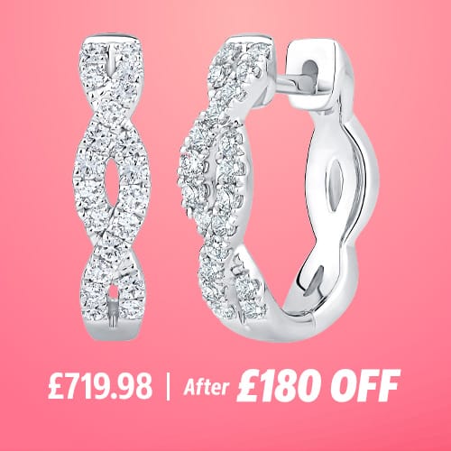 0.30ctw Round Brilliant Cut Diamond Twist Hoop Earrings, 18ct White Gold