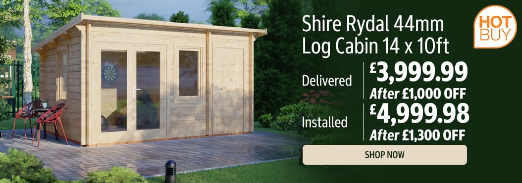 Shire Rydal 44mm Log Cabin 14 x 10ft
