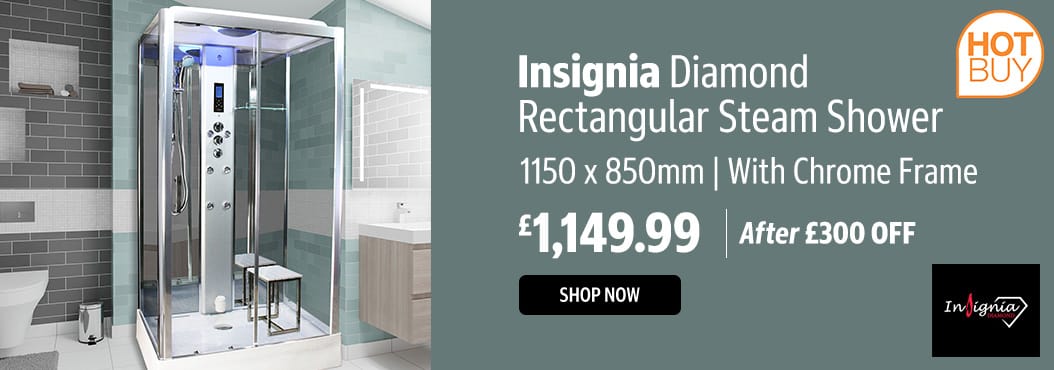 Insignia Diamond 1150 x 850mm Rectangular Steam Shower with Chrome Frame