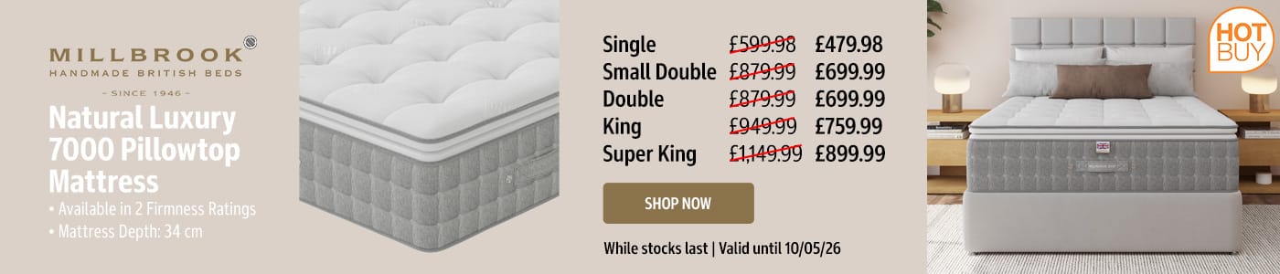 Millbrook Natural Luxury 7000 Pillowtop Mattress, 2 Firmness Ratings in 5 Sizes