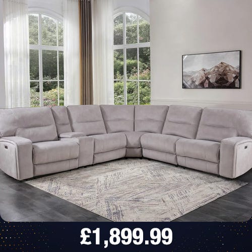 Excalibur Grey Fabric 6 Piece Power Reclining Sectional Sofa