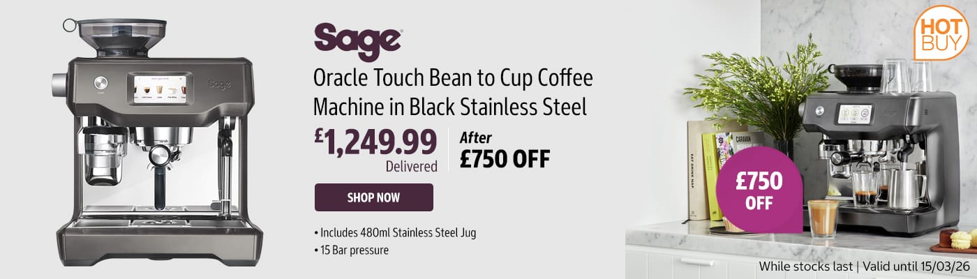 Sage Oracle Touch Bean to Cup Coffee Machine in Black Stainless Steel
