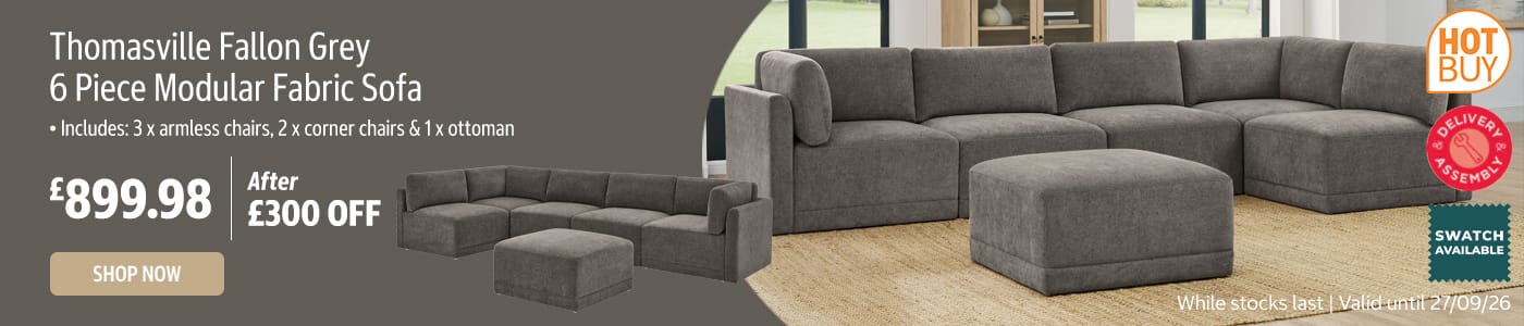 Thomasville Fallon Grey 6 Piece Modular Fabric Sofa