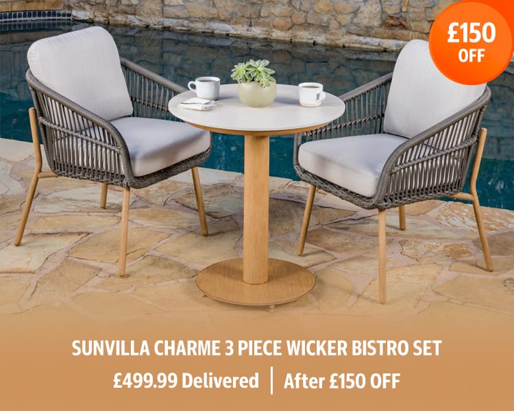 SunVilla Charme 3 Piece Wicker Bistro Set
