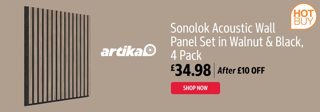 Artika Sonolok Acoustic Wall Panel Set in Walnut & Black, 4 Pack