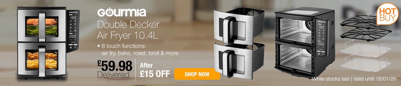 Gourmia Double Decker Air Fryer 10.4L, GAF1180