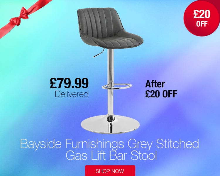Bayside Furnishings Grey Stitched Gas Lift Bar Stool