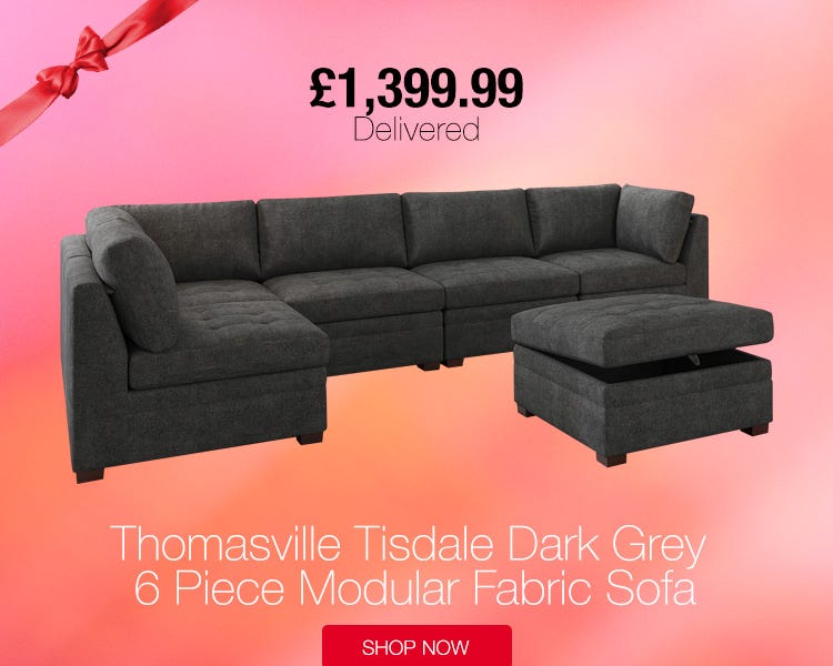 Thomasville Tisdale Dark Grey 6 Piece Modular Fabric Sofa