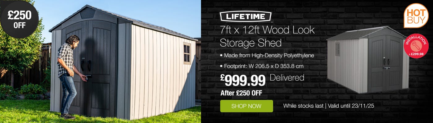 Lifetime 7ft x 12ft Wood Look Storage Shed