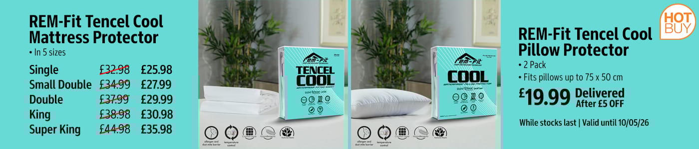 REM-Fit Tencel Mattress Protector in 5 Sizes & 2 Pack Pillow Protector