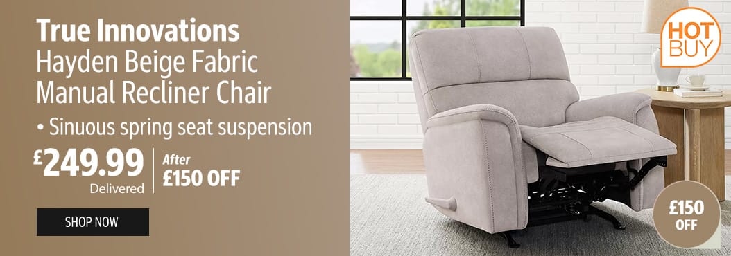 True Innovations Hayden Beige Fabric Manual Recliner Chair