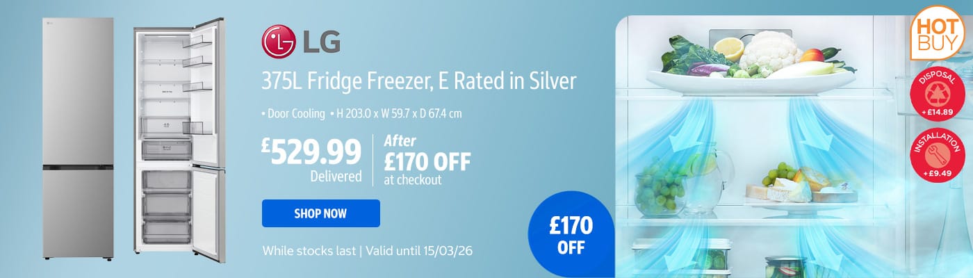 LG GBBSJ2CCPY 375L Fridge Freezer, E Rated in Silver