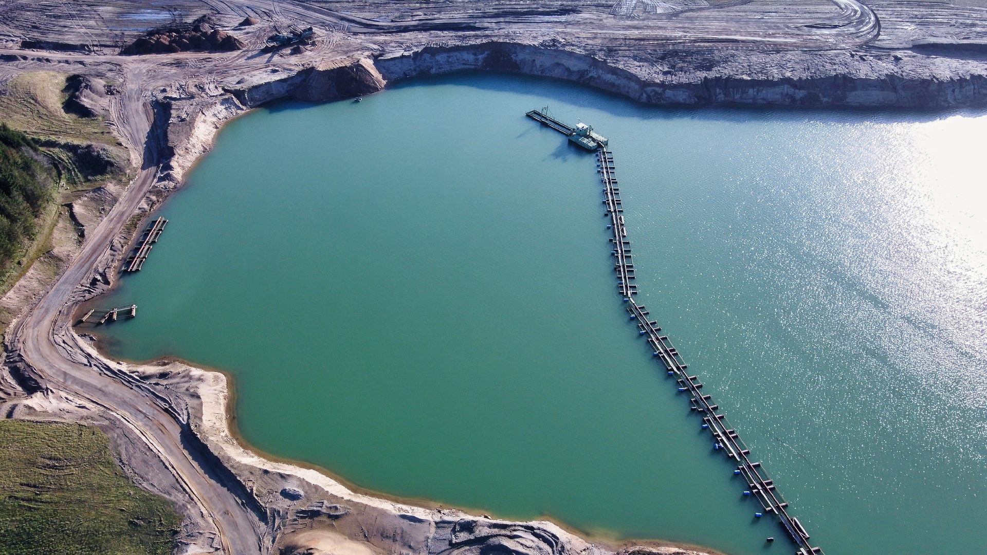 Mining area with water accumulation