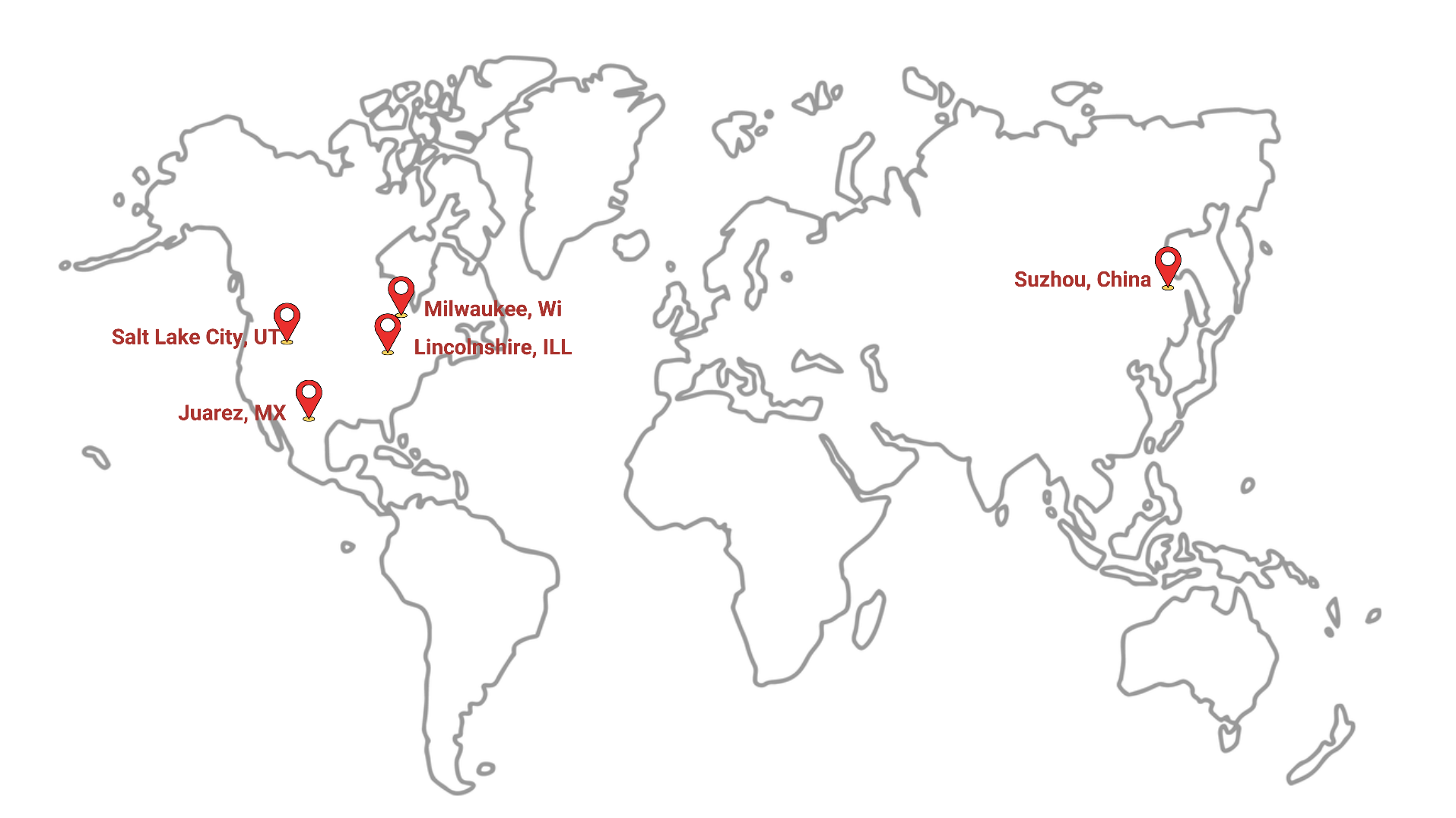 Map showing Flexan's global manufacturing, engineering, assembly, and tooling facilities across the United States, Mexico, and China.