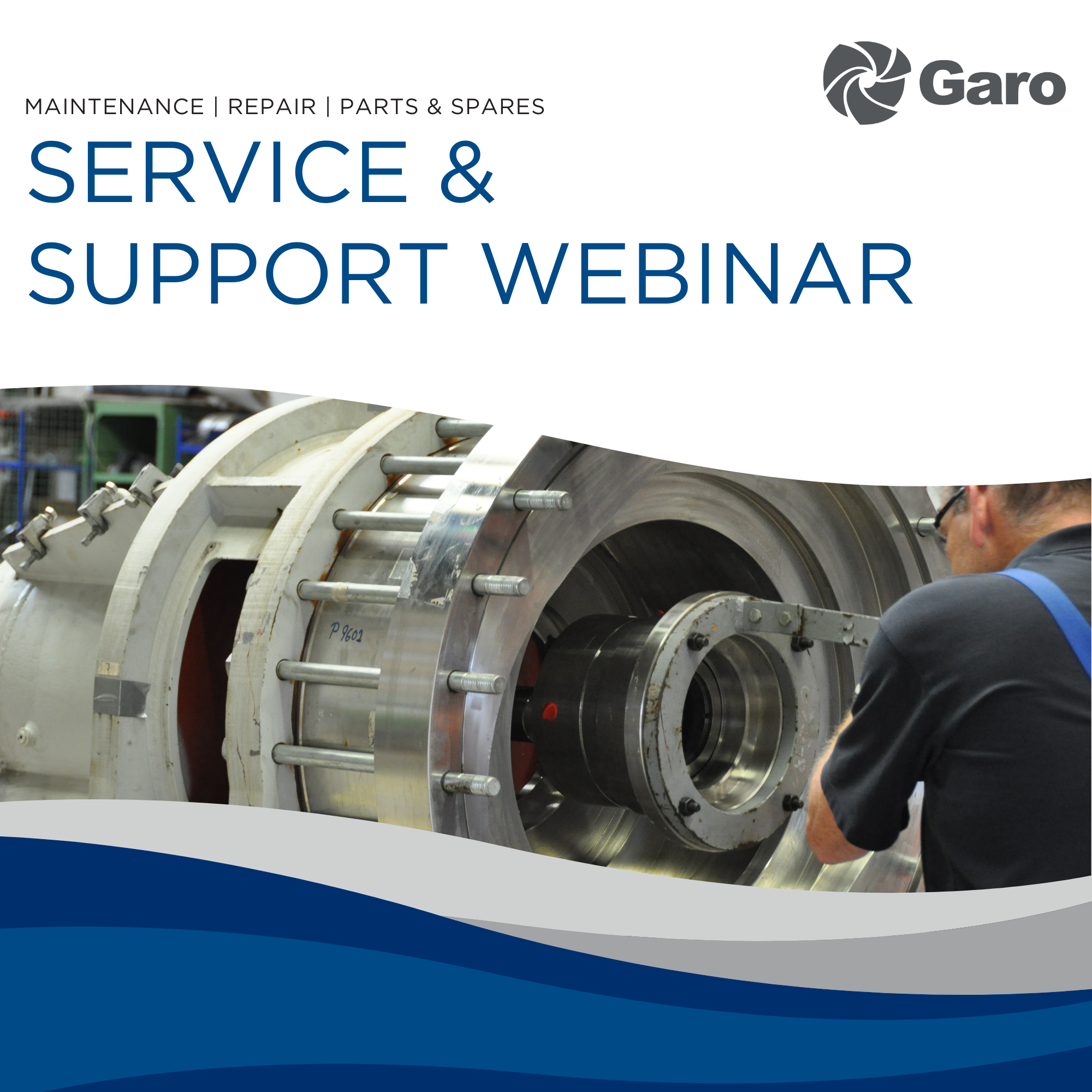 Garo  Webinar banner for maintenance spare parts and service