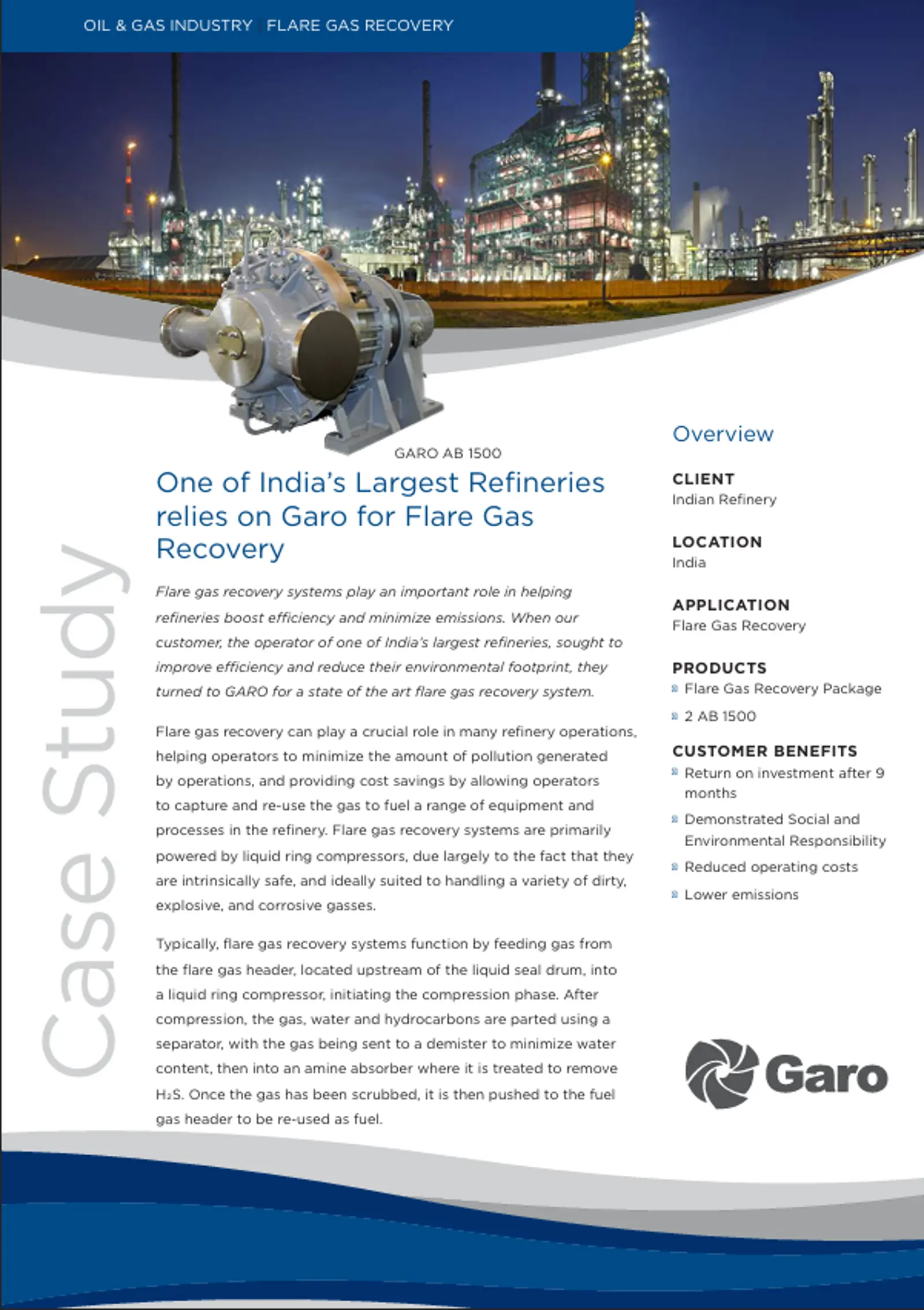Case Study Cover image for Flare Gas Recovery System India Refinery