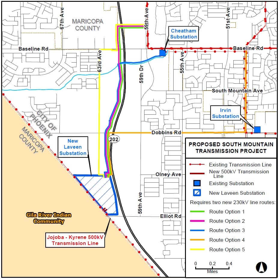 SRP South Mountain Transmission Project area map