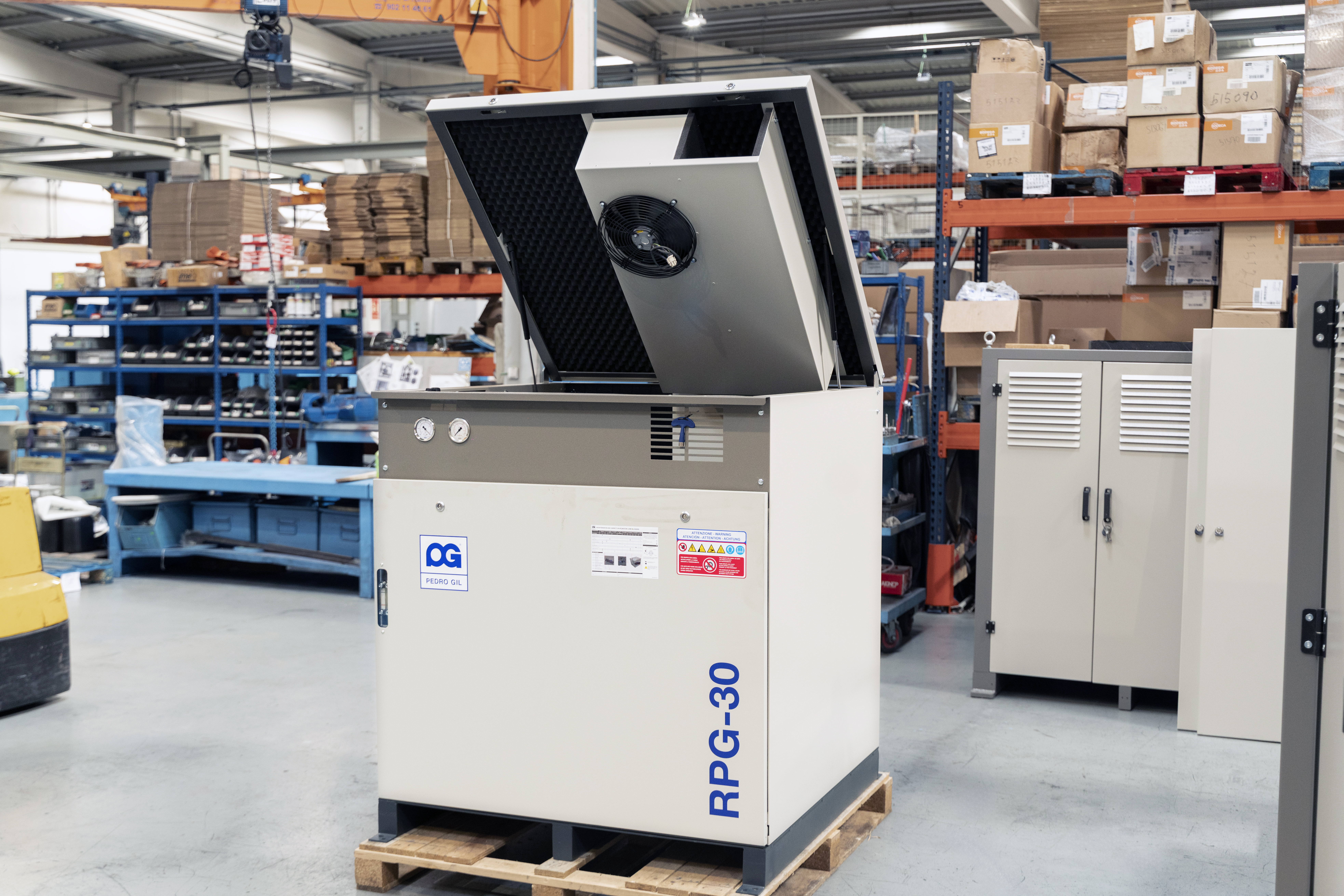 Lobe blower open hood