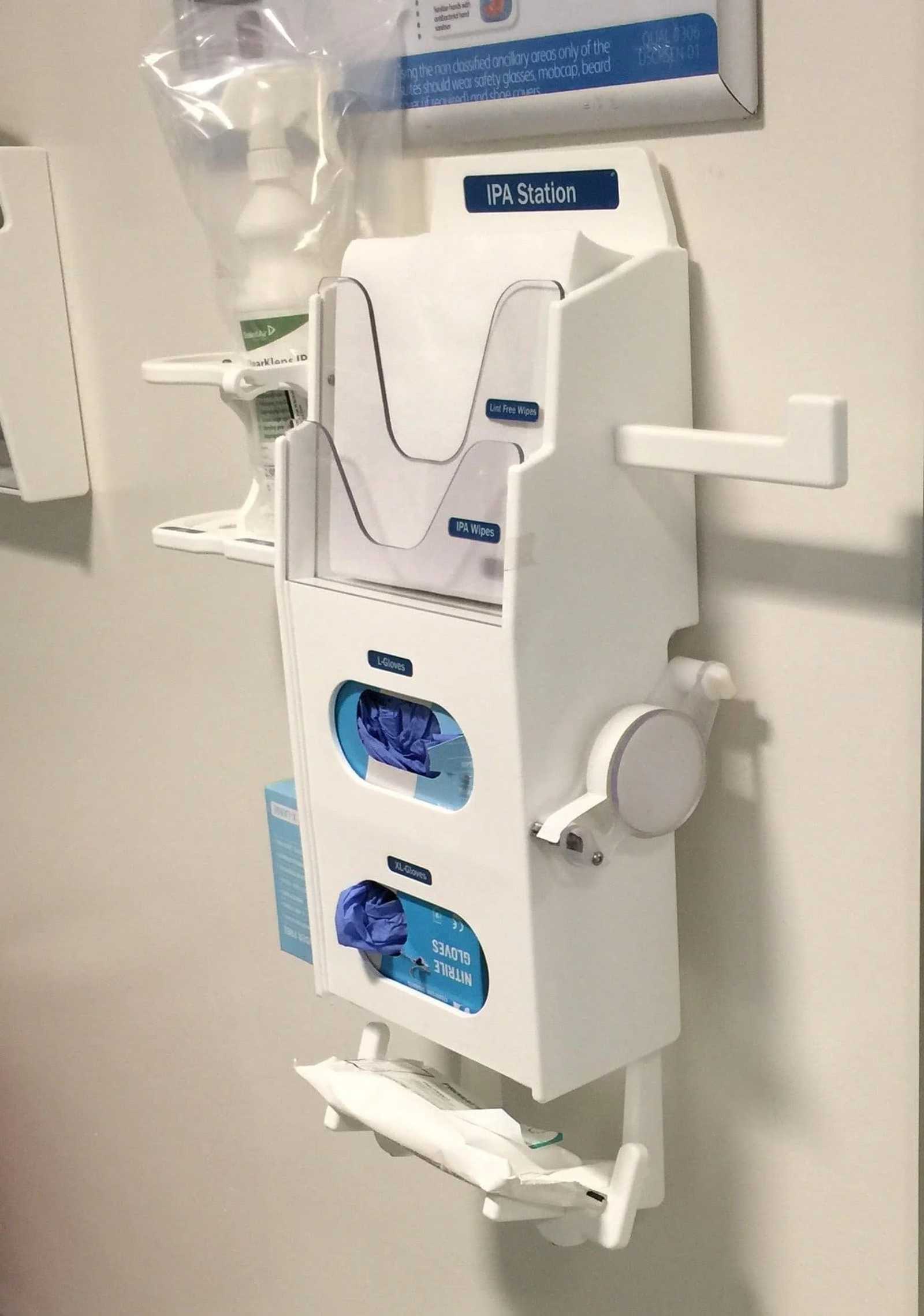 White IPA and glove station picture