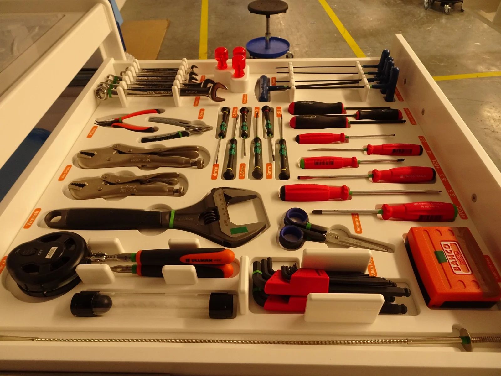 Tools in a shelf